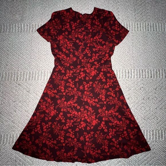 Banana Republic Factory Red Floral Dress - Sz 4 - Picture 10 of 13
